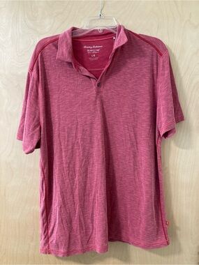 Tommy Bahama VTG Heathered Red Pink Short-Sleeve Polo Top Men’s Sz Large SEE PIC